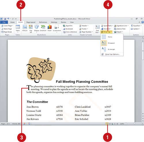 Microsoft Word 2010 Creating Desktop Publishing Documents Adding Desktop Publishing Effects 9405